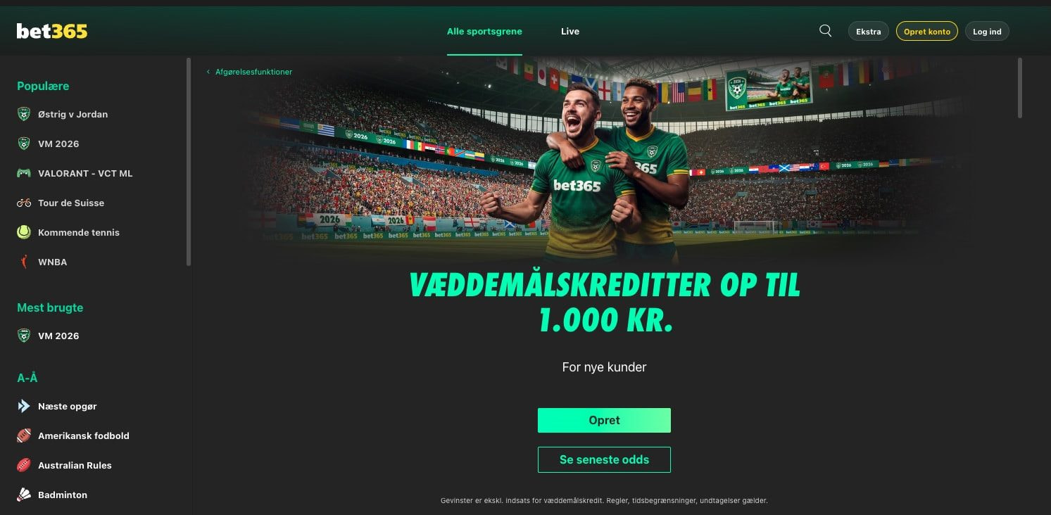 Bet365 velkomsttilbud til nye kunder – op til 1.000 kr.