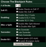 Blackjack strategikort beregner
